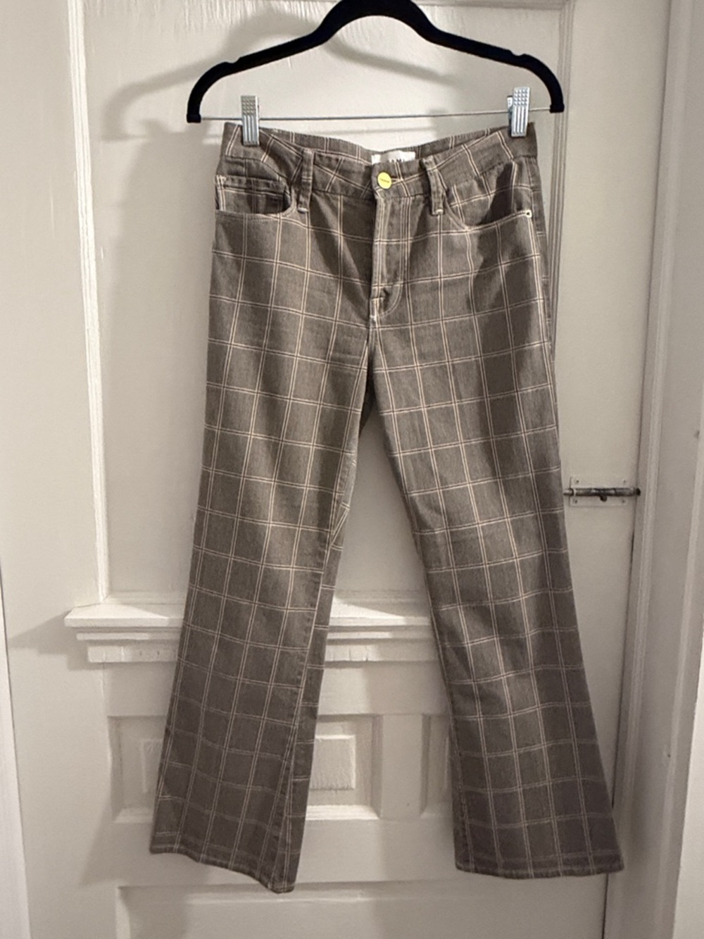 Frame Denim Grey Windowpane Plaid Le Crop Jeans
